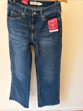 Levi's Blue Relaxed Boot-Cut Crop Jeans